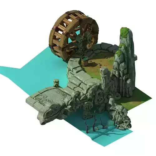 Taihu Lake coast - waterwheel 3D model