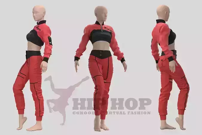 Women Hiphop Jumpsuit - 34 Marvelous Designer and Clo3D