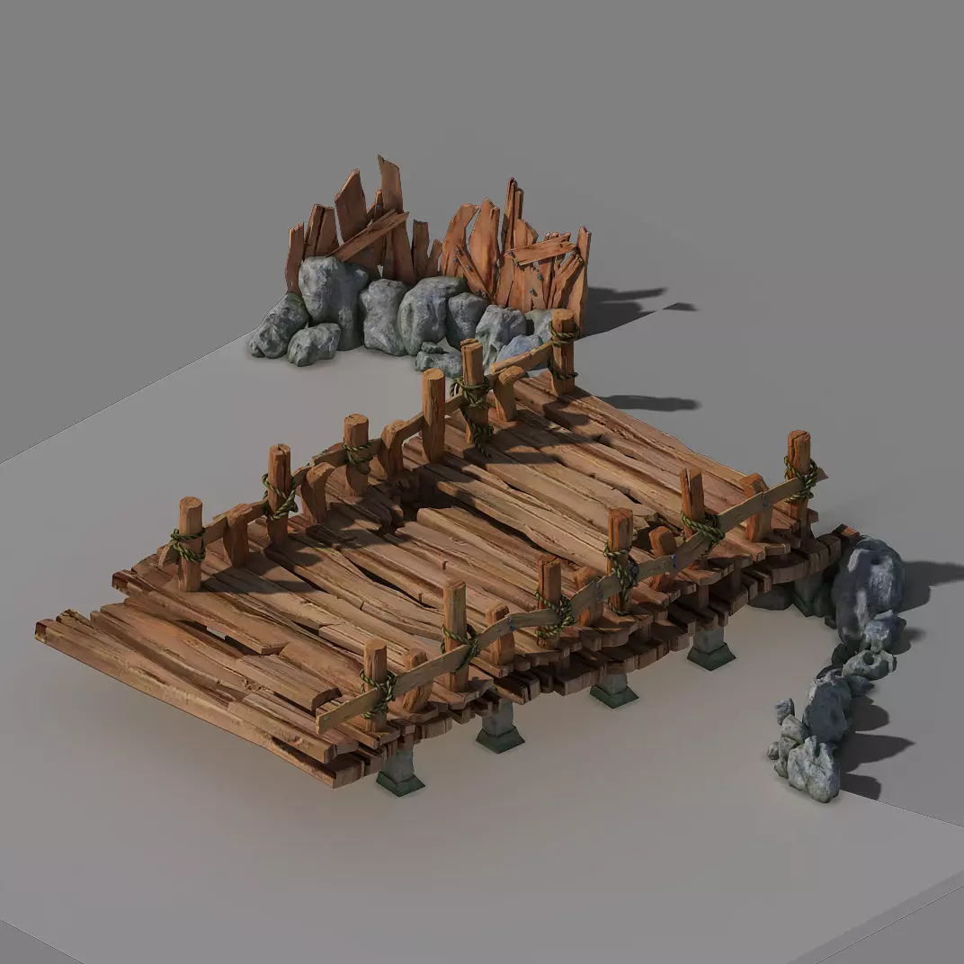 Xiangyang City - Wooden Bridge 01 3D model_0