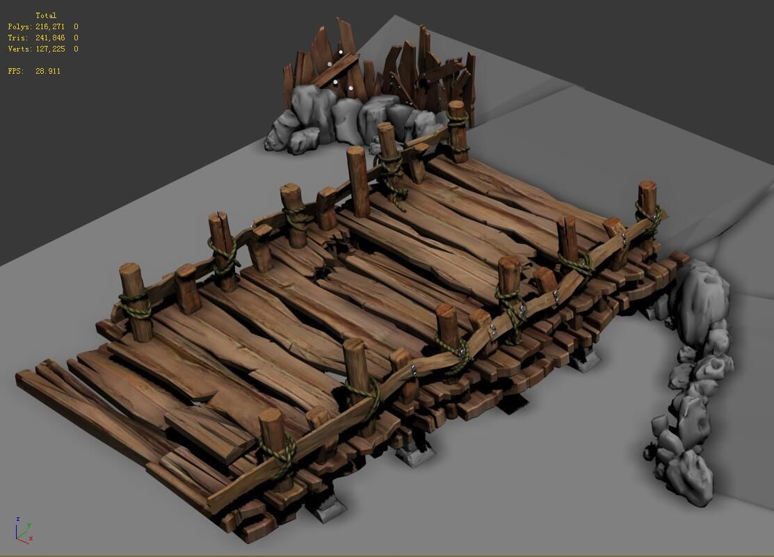 Xiangyang City - Wooden Bridge 01 3D model_3