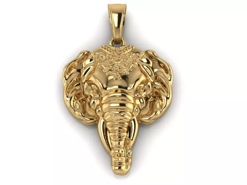 Head elephant pendant 3D print model_0