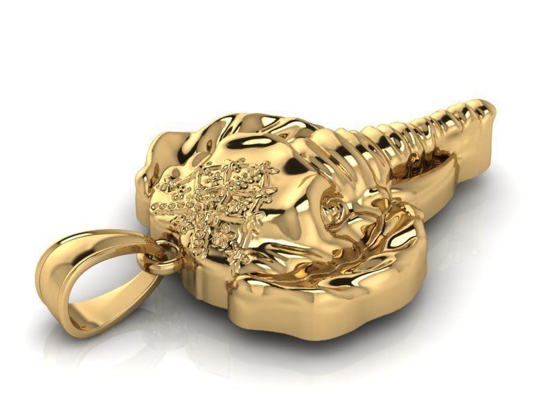 Head elephant pendant 3D print model_2