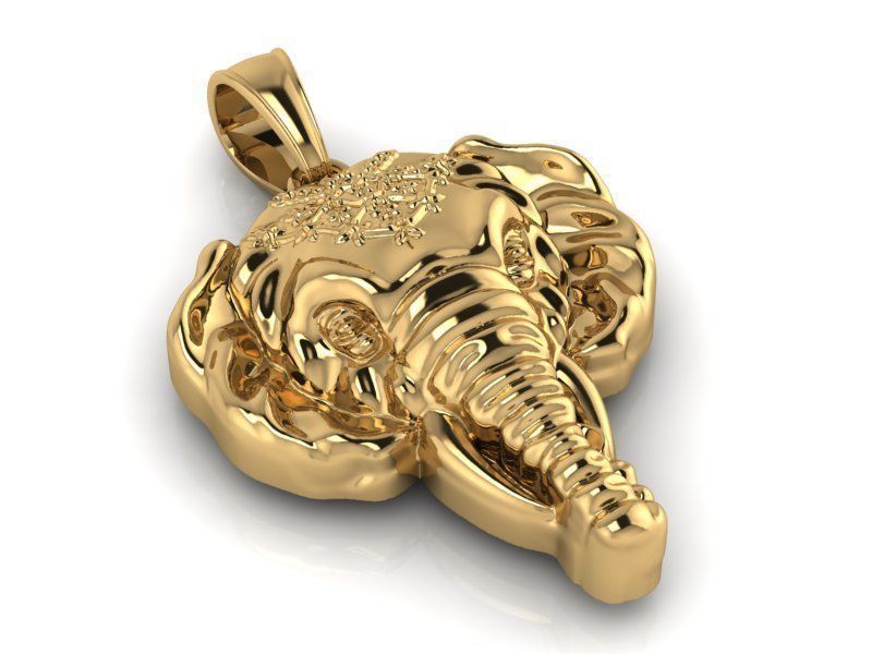 Head elephant pendant 3D print model_1