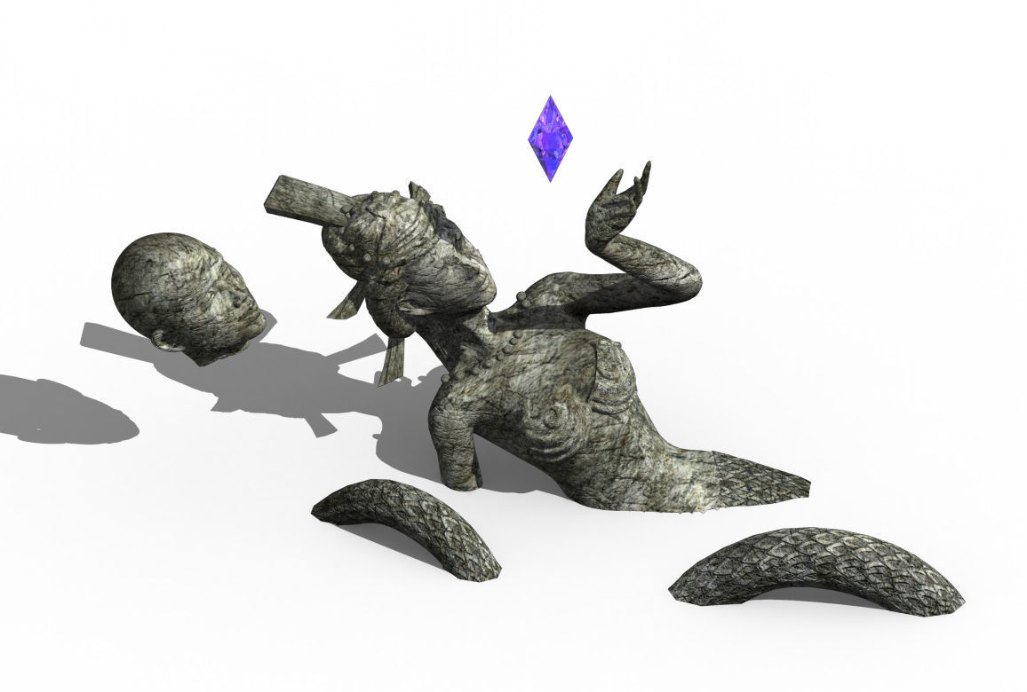 Xuanwu Lake - snake demon stone carving 3D model_1