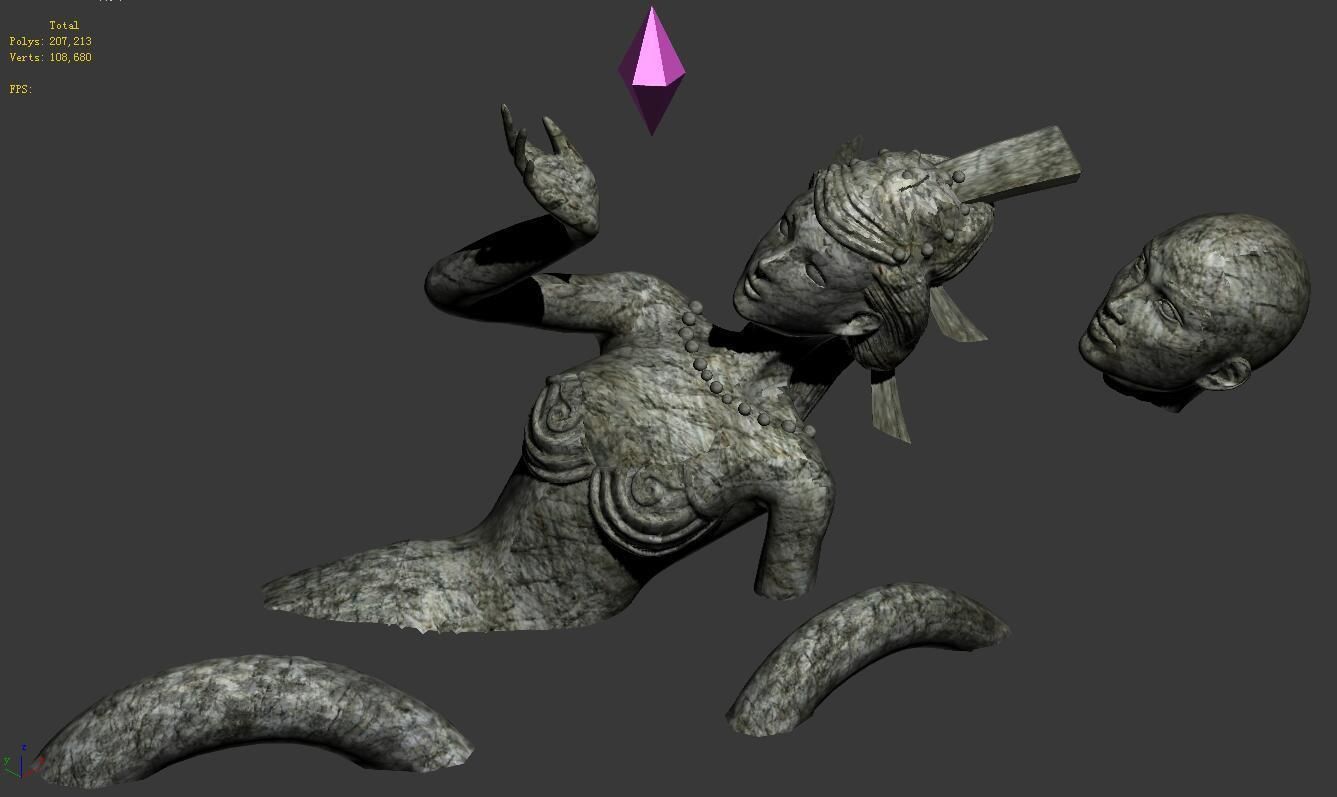 Xuanwu Lake - snake demon stone carving 3D model_4