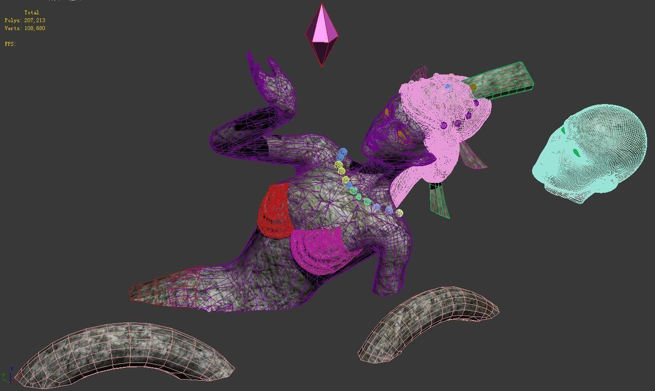 Xuanwu Lake - snake demon stone carving 3D model_5