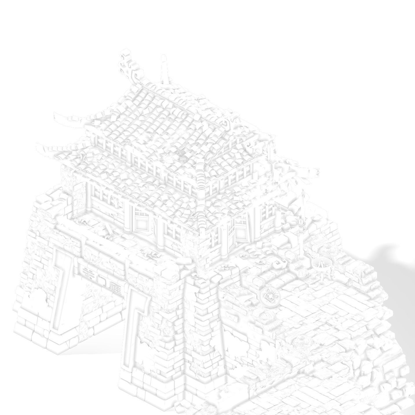 Yanmen off - gate 3D model_1