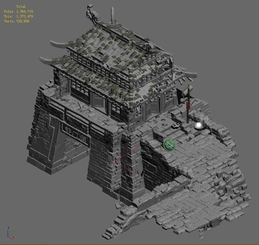 Yanmen off - gate 3D model_3