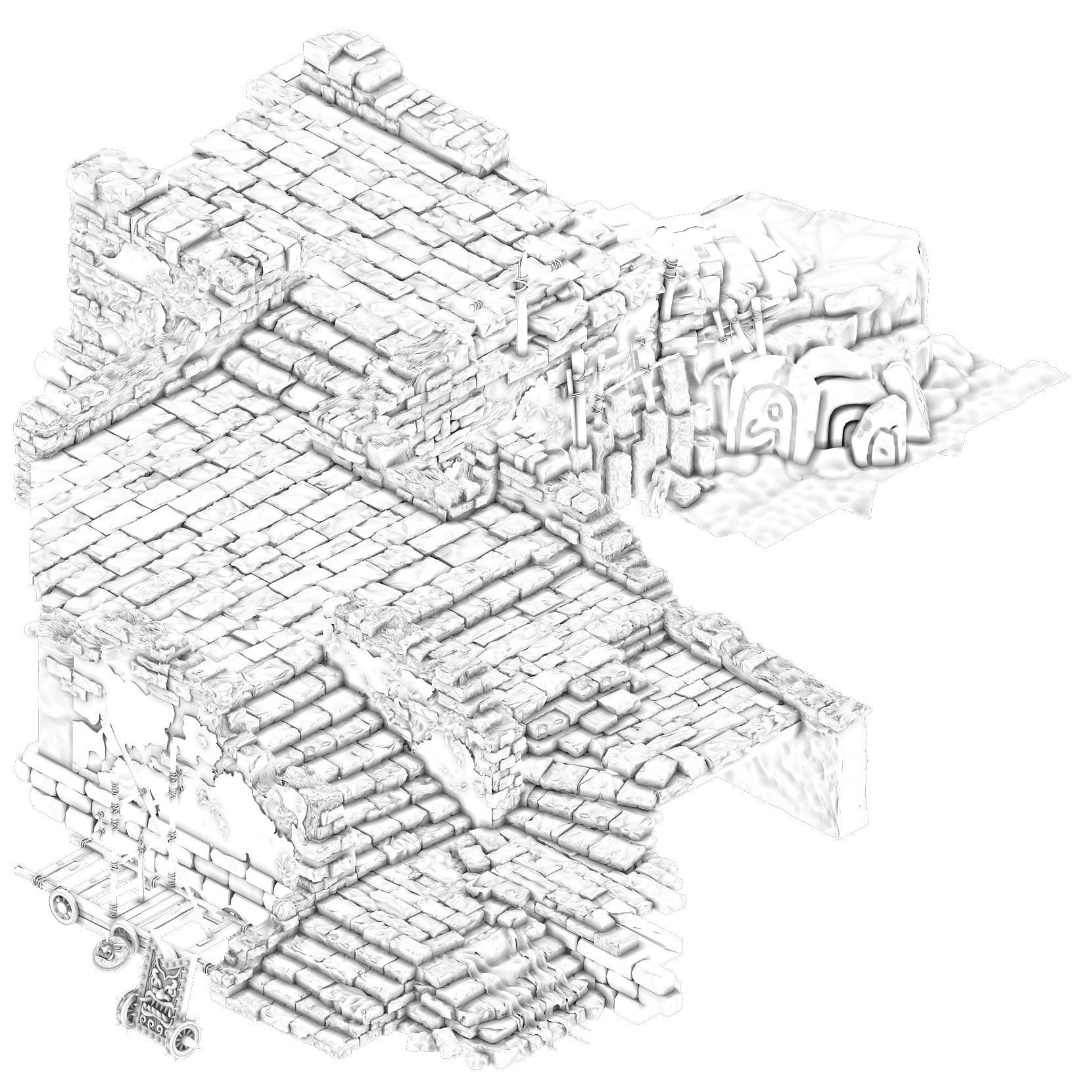 Yanmen off - the walls 3D model_1