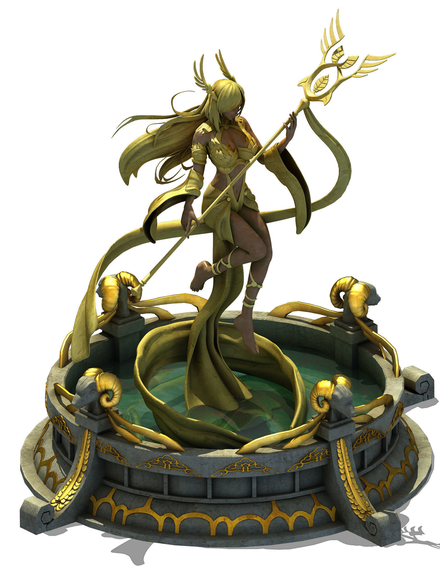 Fairy town - pure goddess statue 3D model_2