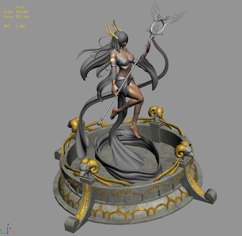 Fairy town - pure goddess statue 3D model_5