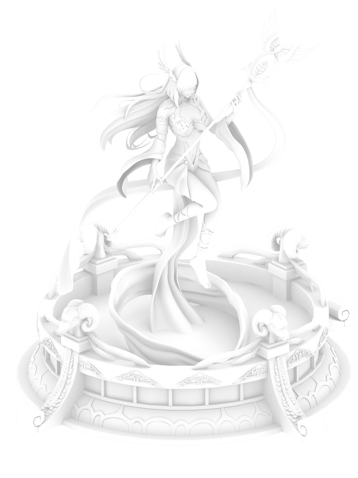 Fairy town - pure goddess statue 3D model_4