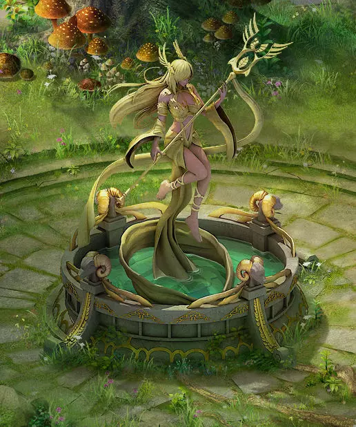 Fairy town - pure goddess statue 3D model_0