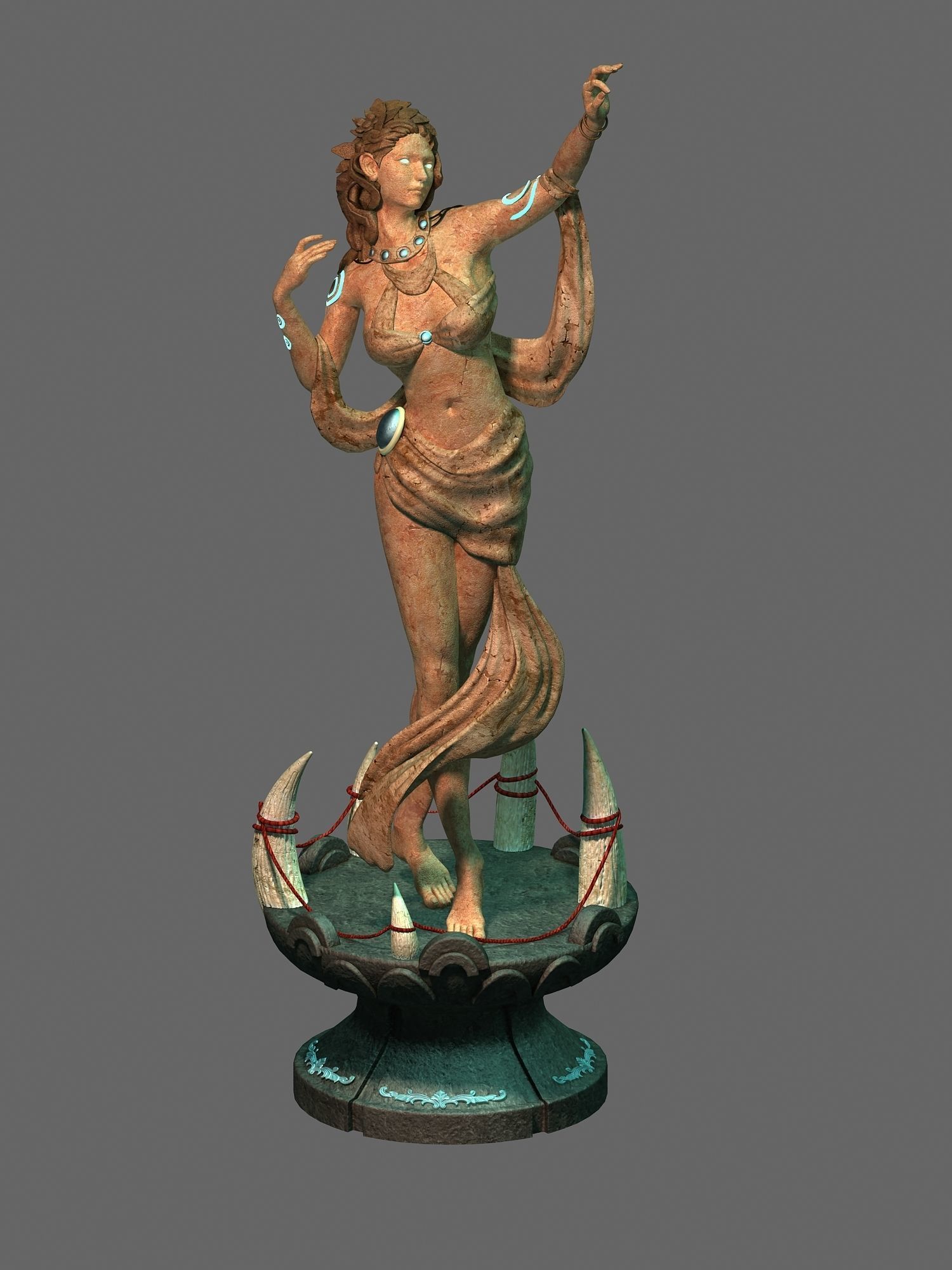 Forget tribe - harvest goddess stone carving 3D model_4