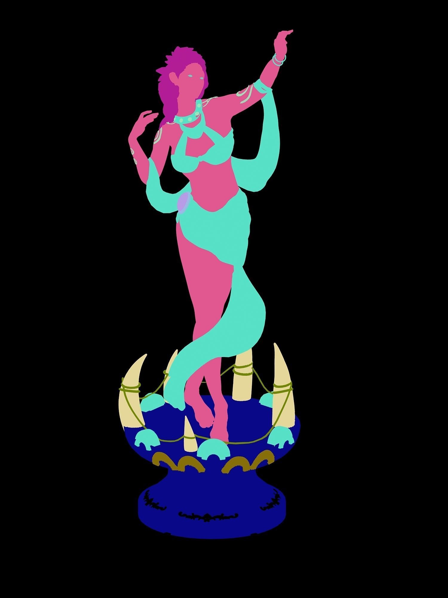 Forget tribe - harvest goddess stone carving 3D model_5