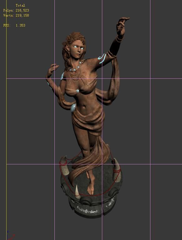 Forget tribe - harvest goddess stone carving 3D model_2