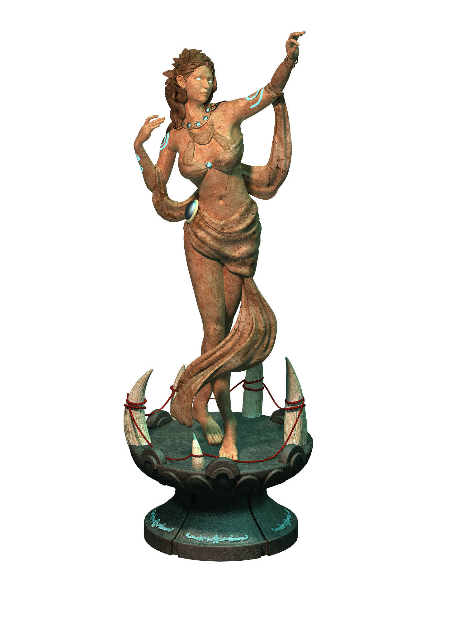 Forget tribe - harvest goddess stone carving 3D model_1
