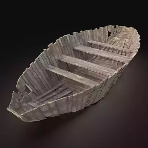 AAA NEXT GEN Old Ruined Destroyed Boat Ship Barge Gondola Raft Free low-poly 3D model