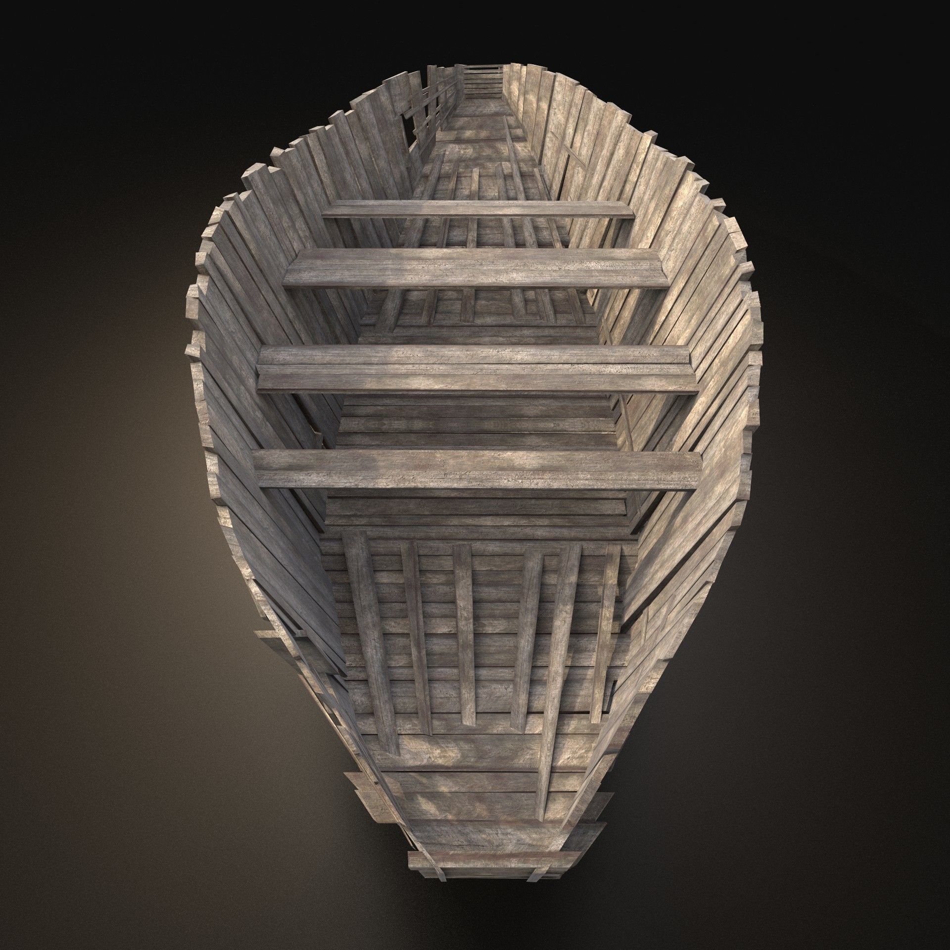 AAA NEXT GEN Old Ruined Destroyed Boat Ship Barge Gondola Raft Free low-poly 3D model_2