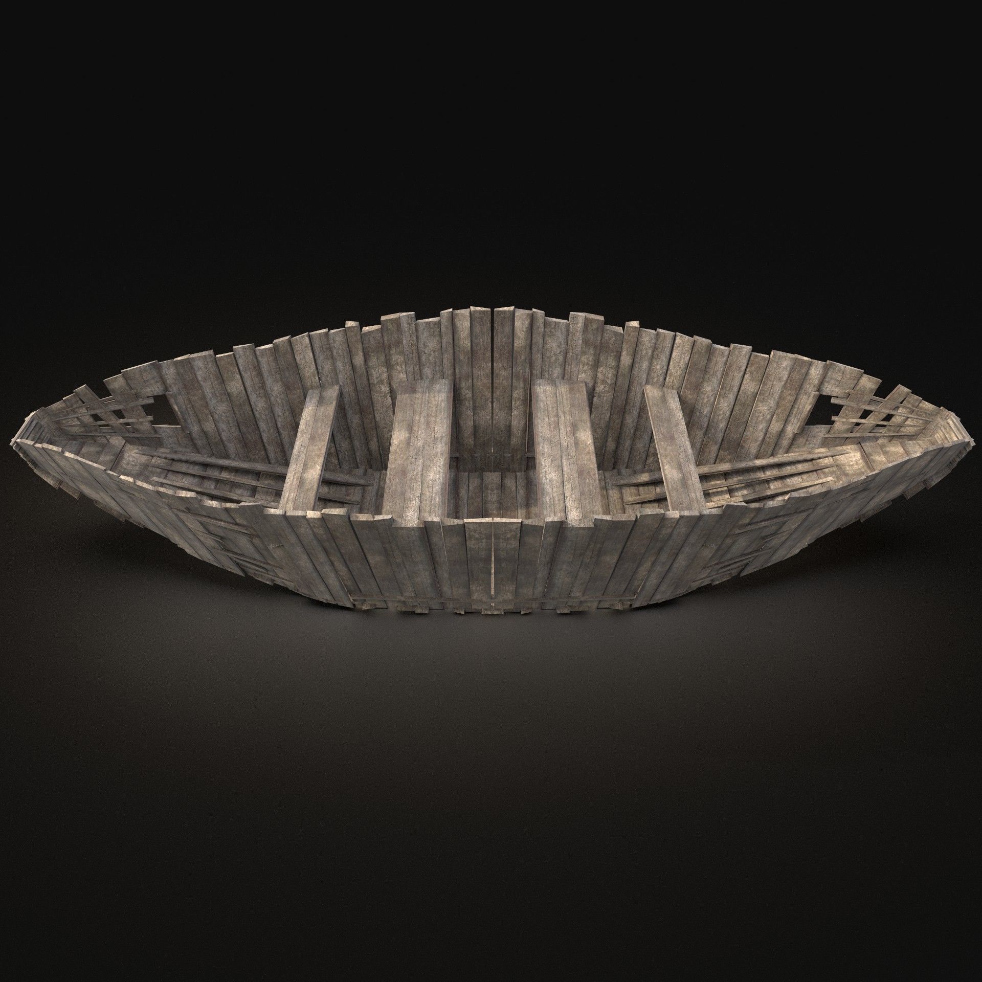 AAA NEXT GEN Old Ruined Destroyed Boat Ship Barge Gondola Raft Free low-poly 3D model_3