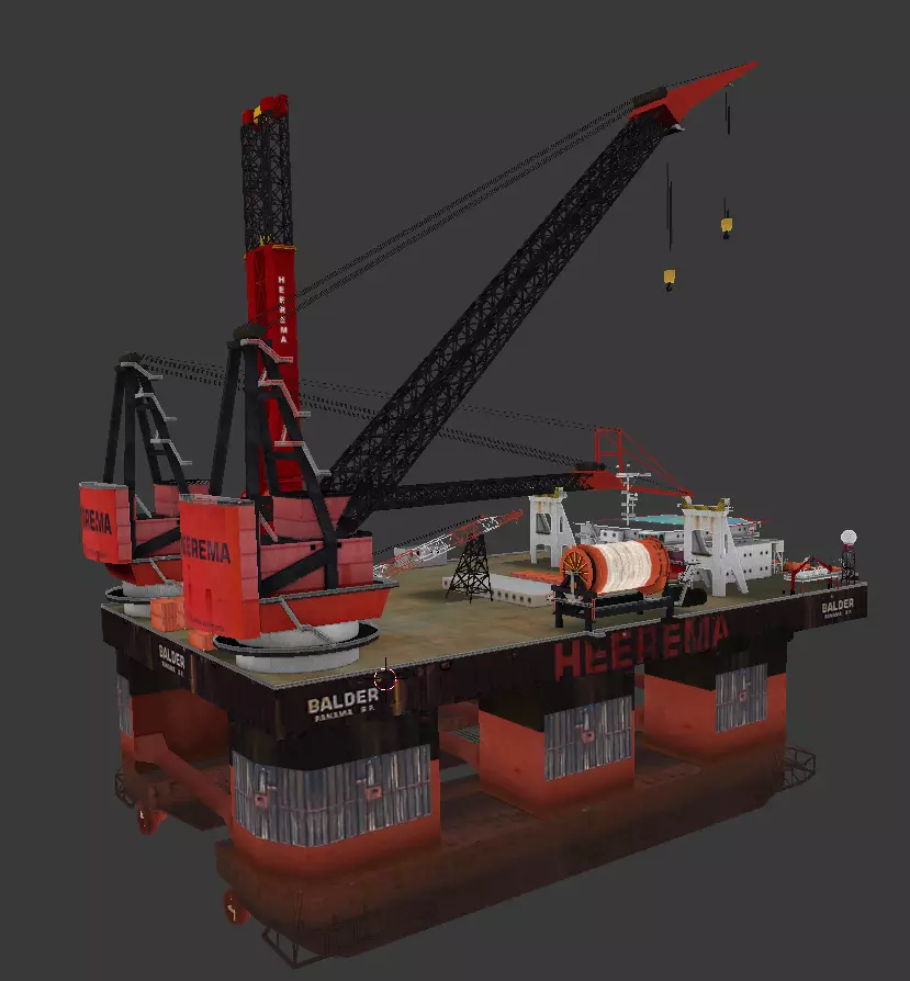 Heerema Balder Semi Submersible Crane Offshore Vessel Low-poly 3D model