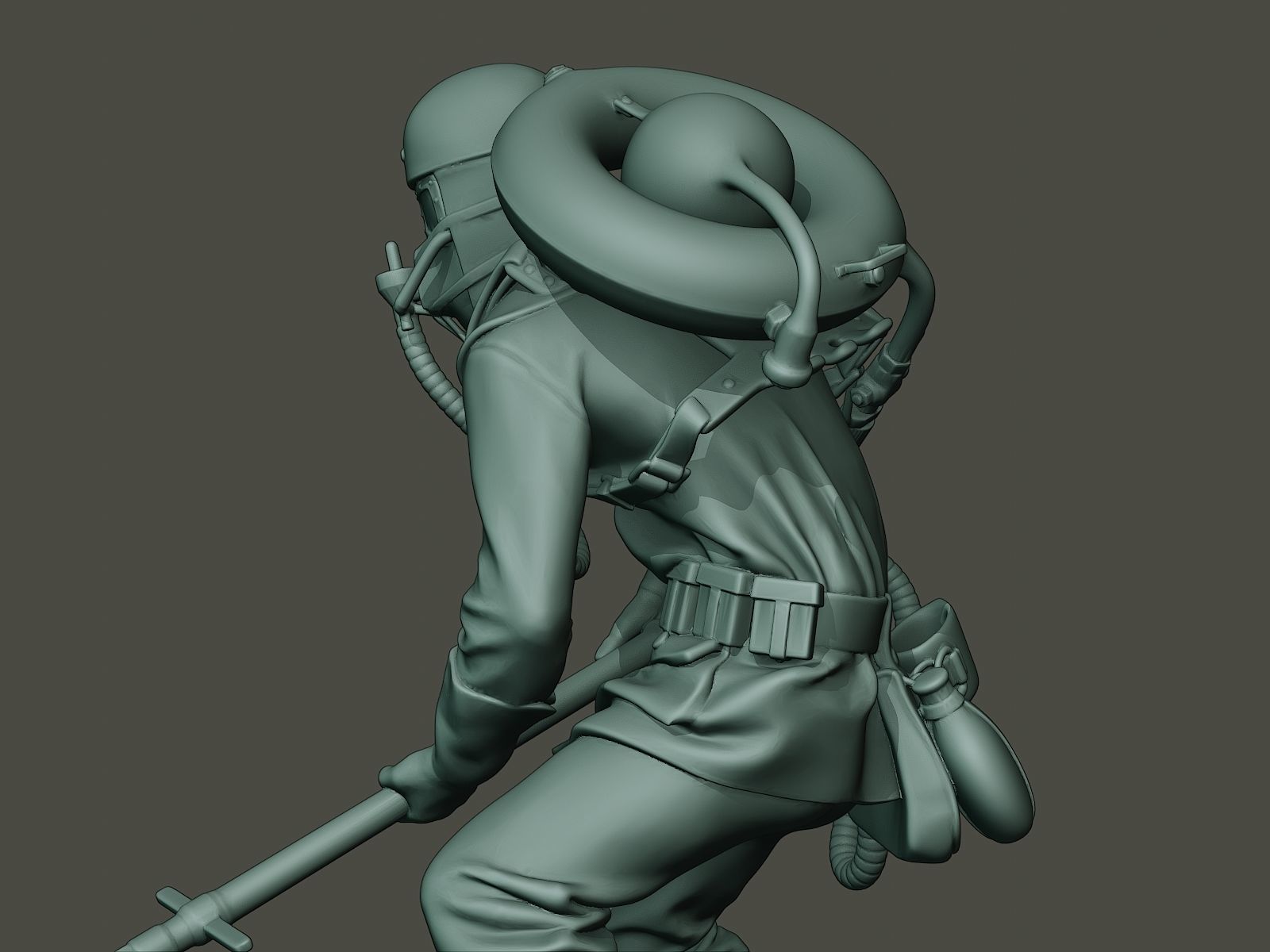 German soldier ww1 action2 G5 3D print model_16