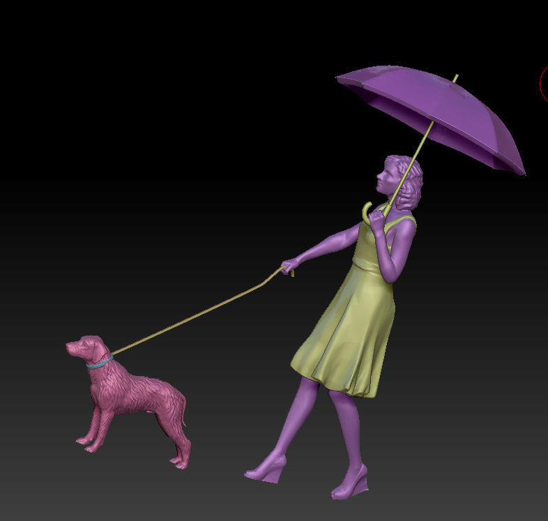 girl with a dog 3D print model_15
