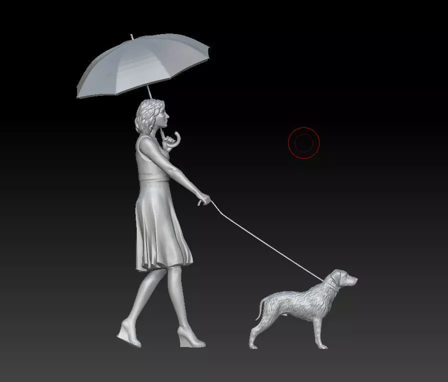 girl with a dog 3D print model_0