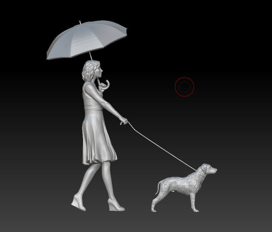 girl with a dog 3D print model_31