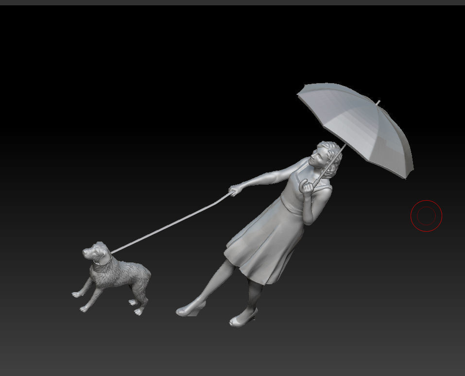 girl with a dog 3D print model_6