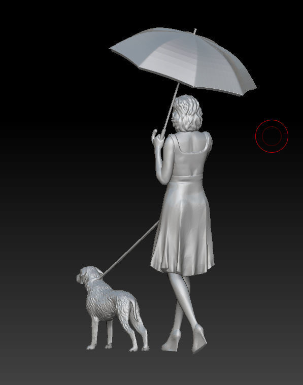 girl with a dog 3D print model_35
