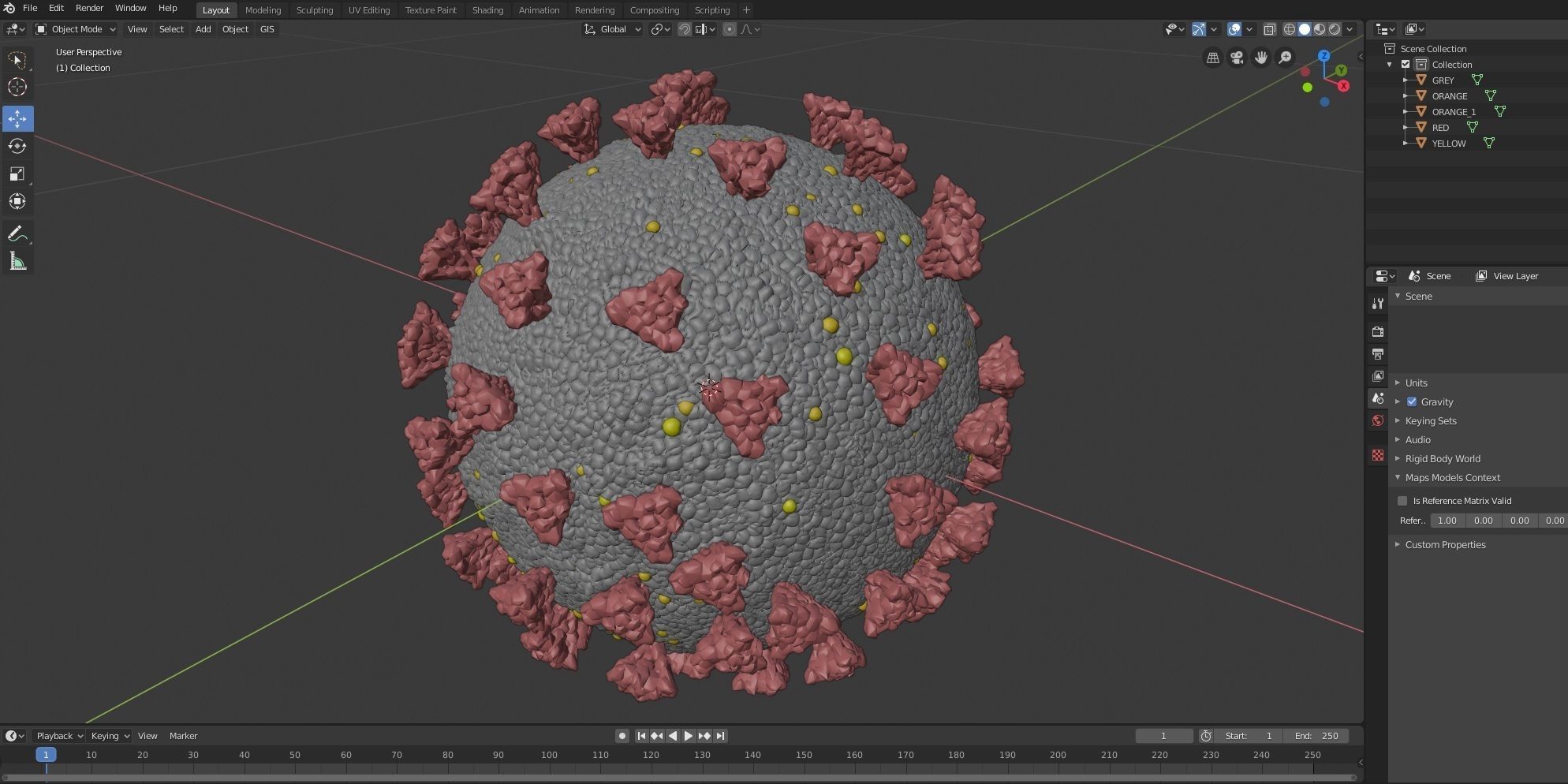 Simple model SARS COV 2 COVID 19  CORONA Virus  3D model_1