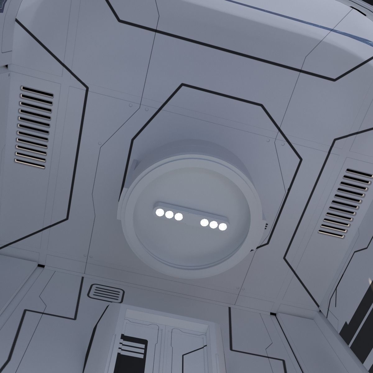 scifi corridor with textures 3D model_3