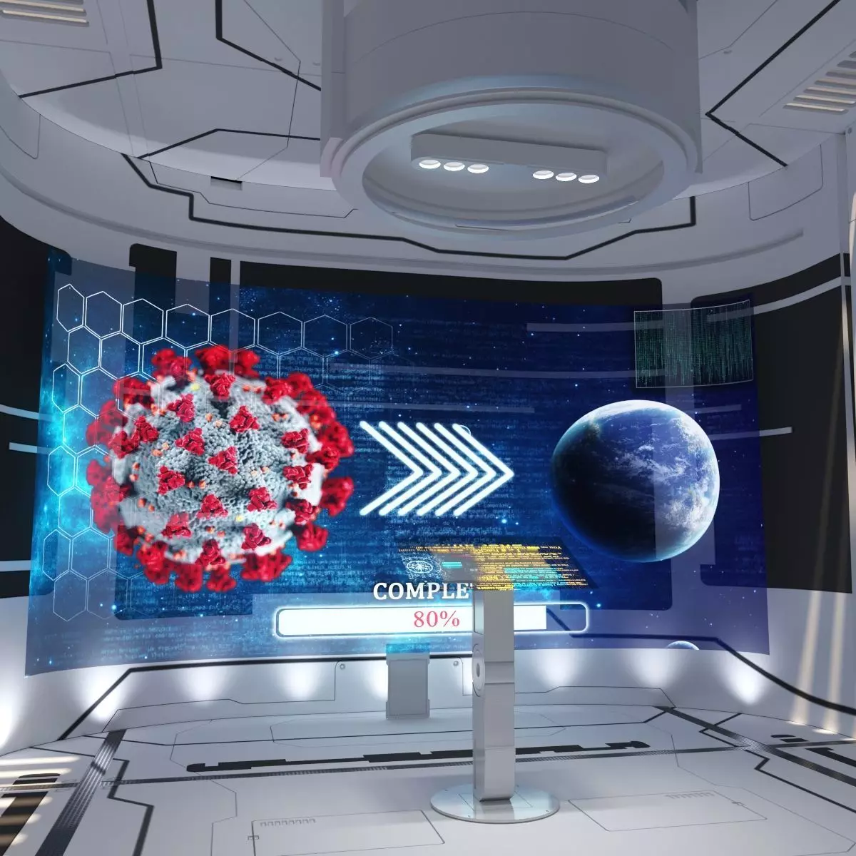 scifi corridor with textures 3D model_0