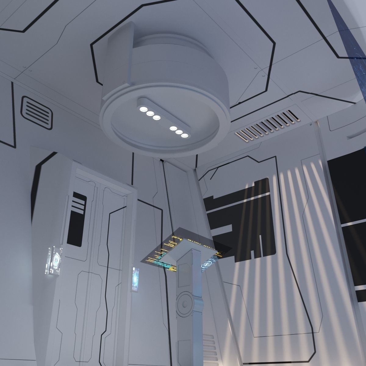 scifi corridor with textures 3D model_2
