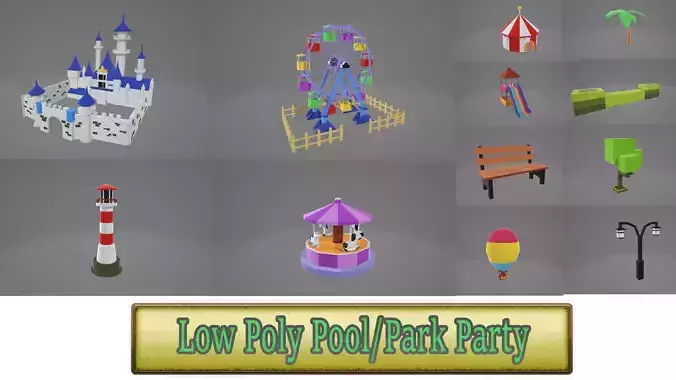 Cartoon Park Low poly  3D for Games