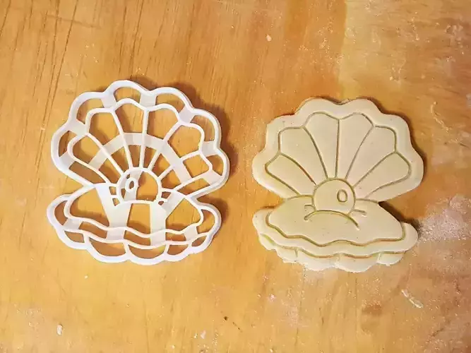 Shell with pearl cookie cutter 3D print model