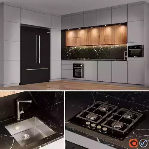 kitchen-02 kitchen with marble counter tops and stainless steel appliances