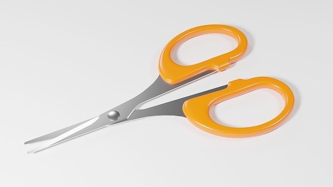 Scissors orange pair of Low-poly 3D model