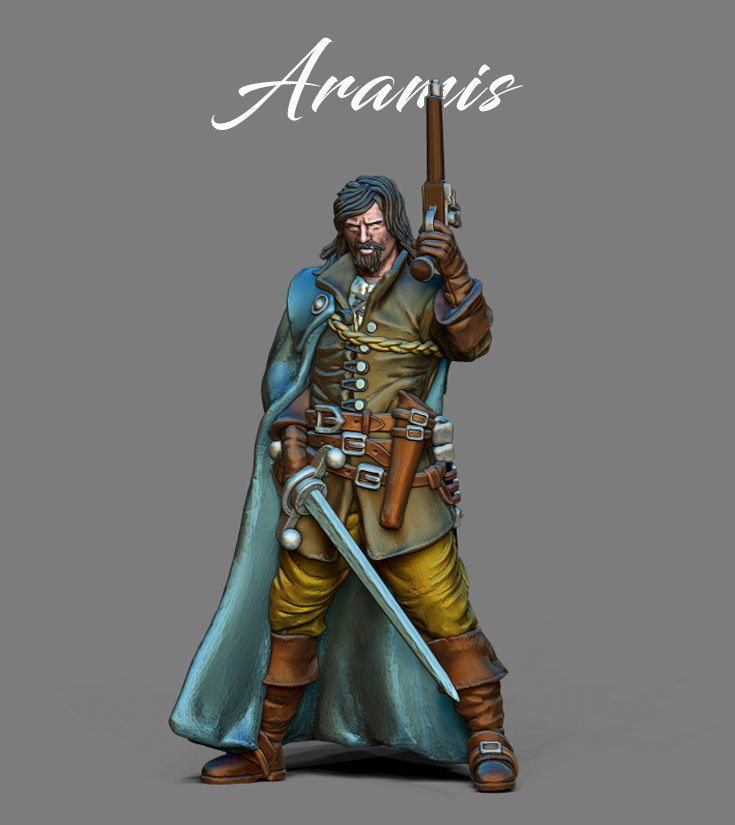 Musketeer bundle - 4 musketeers 35mm scale 3D print model_2