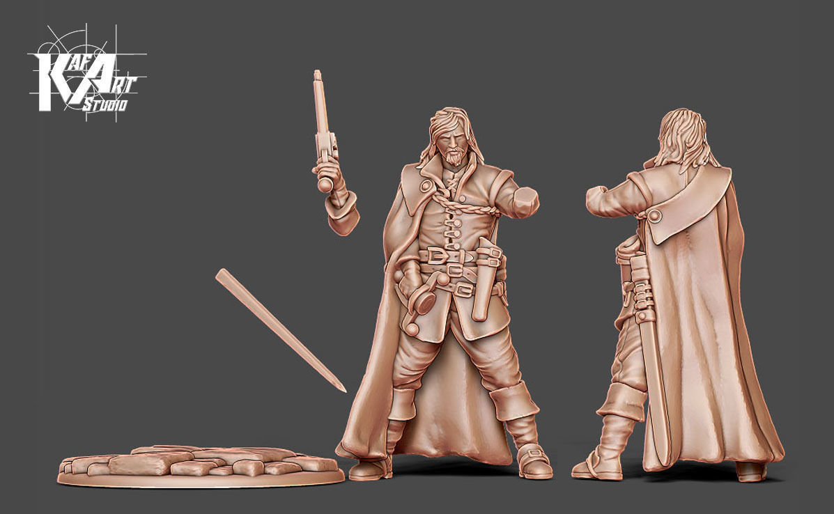 Musketeer bundle - 4 musketeers 35mm scale 3D print model_48