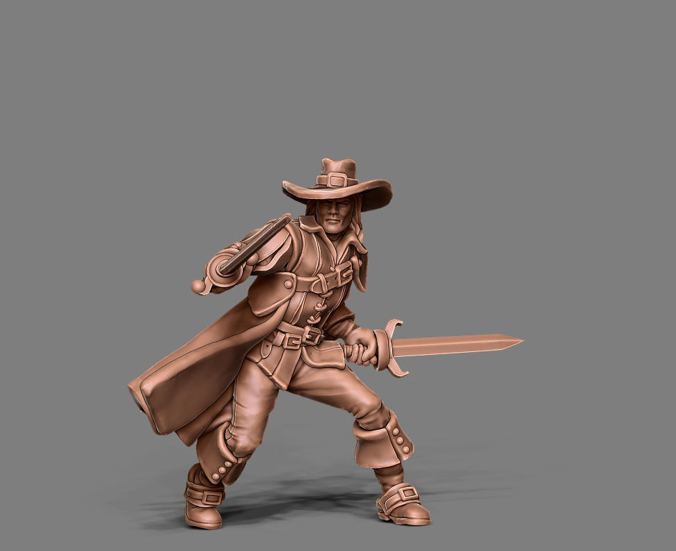 Musketeer bundle - 4 musketeers 35mm scale 3D print model_37