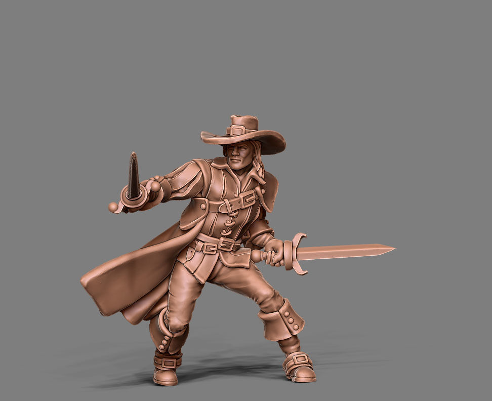 Musketeer bundle - 4 musketeers 35mm scale 3D print model_38