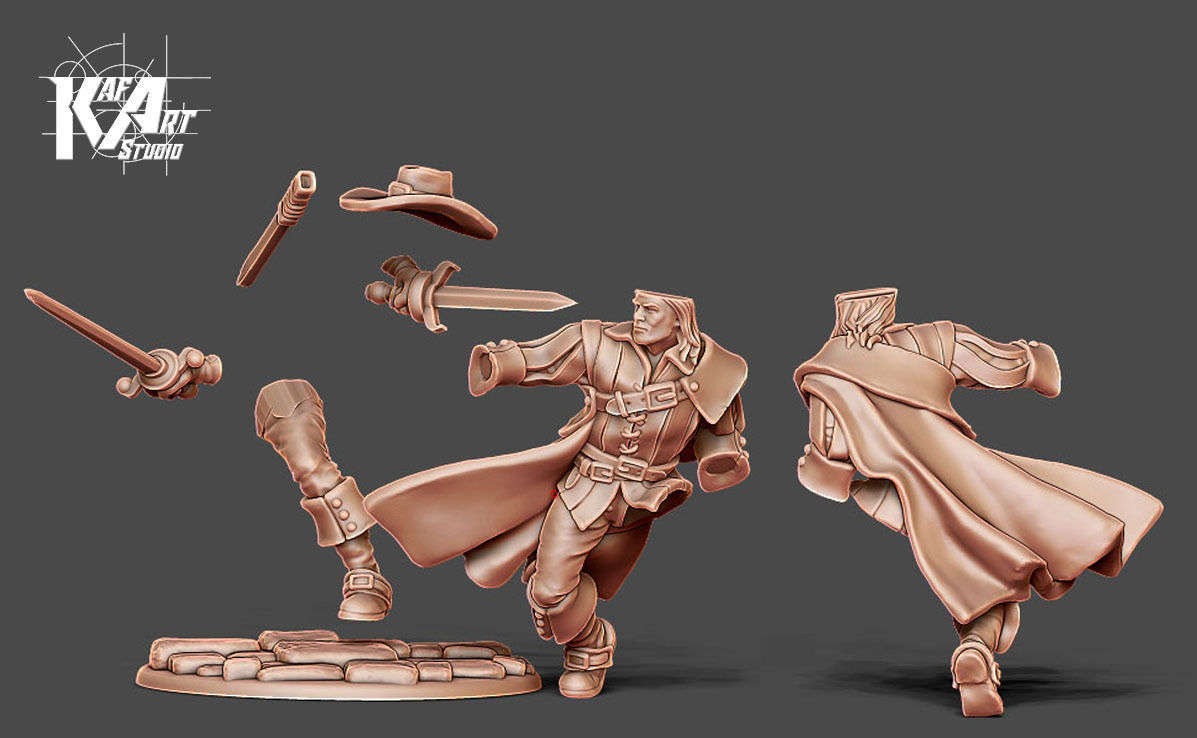 Musketeer bundle - 4 musketeers 35mm scale 3D print model_53