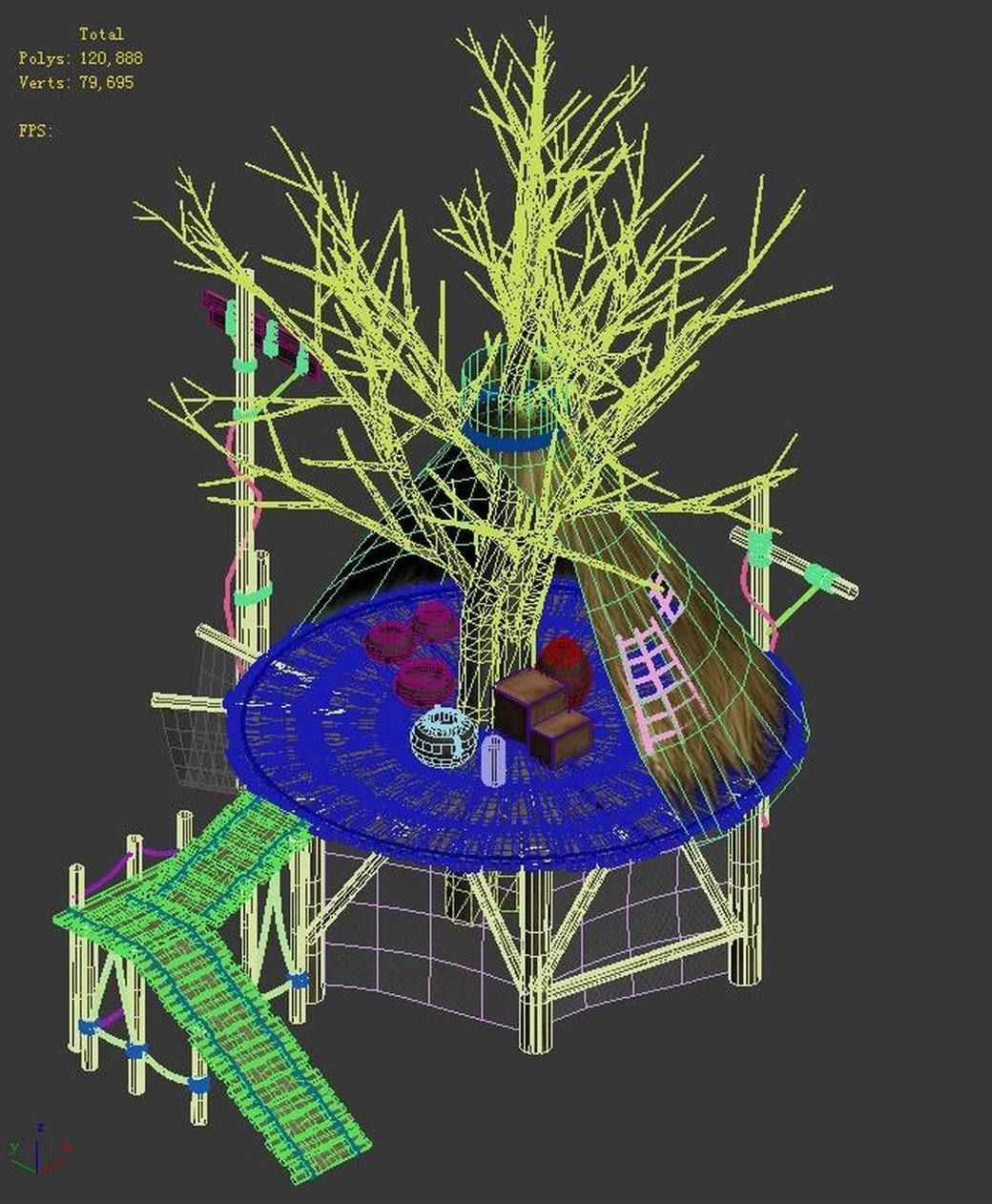 Primitive tribe - tree building 01 3D model_4