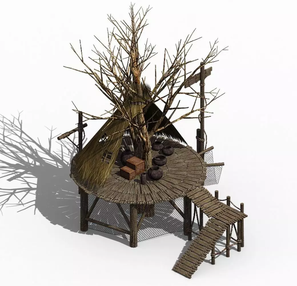 Primitive tribe - tree building 01 3D model_0