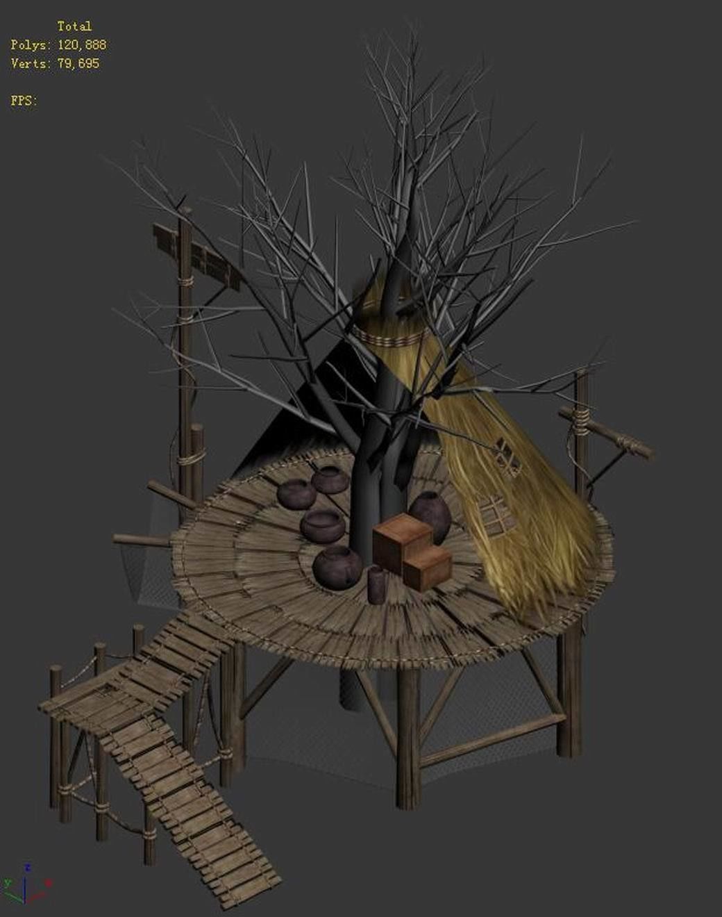 Primitive tribe - tree building 01 3D model_3