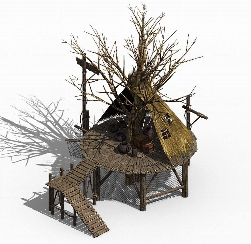 Primitive tribe - tree building 01 3D model_1