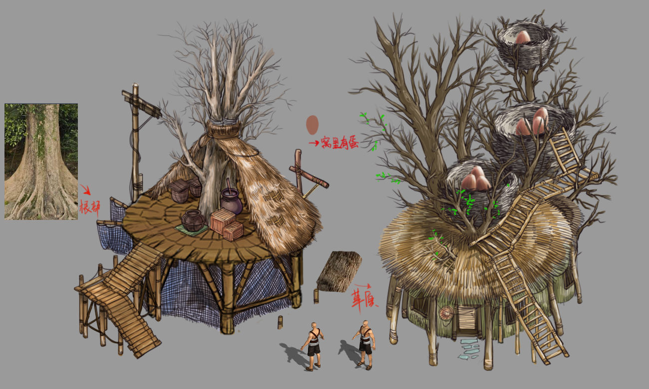 Primitive tribe - tree building 01 3D model_2