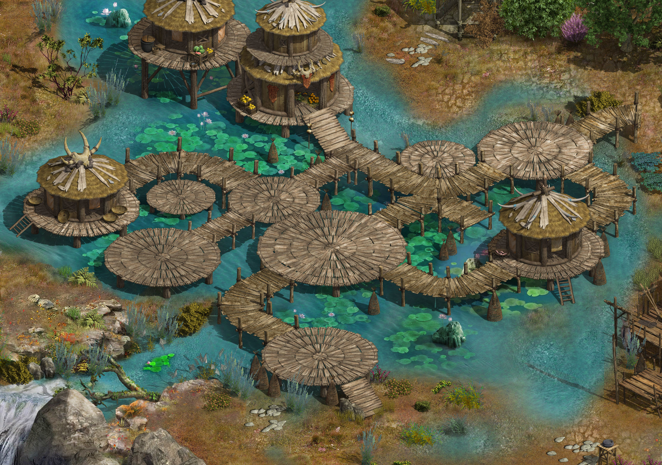 Primitive tribes - water village architecture 3D model_3
